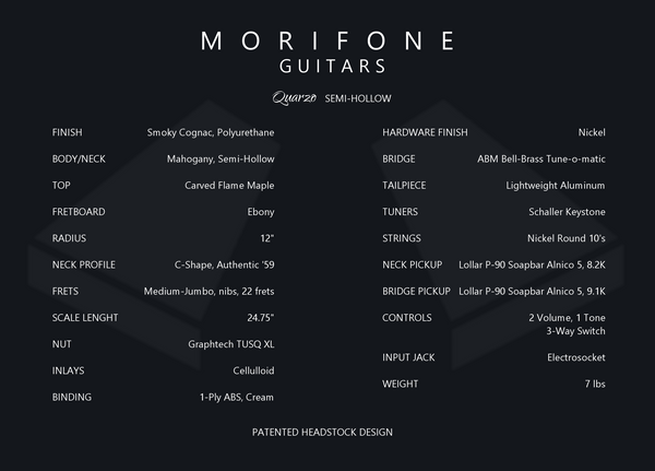 Morifone Quarzo Semi-Hollow Electric Guitar